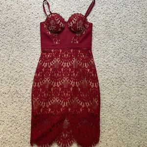 Bebe burgundy lace dress